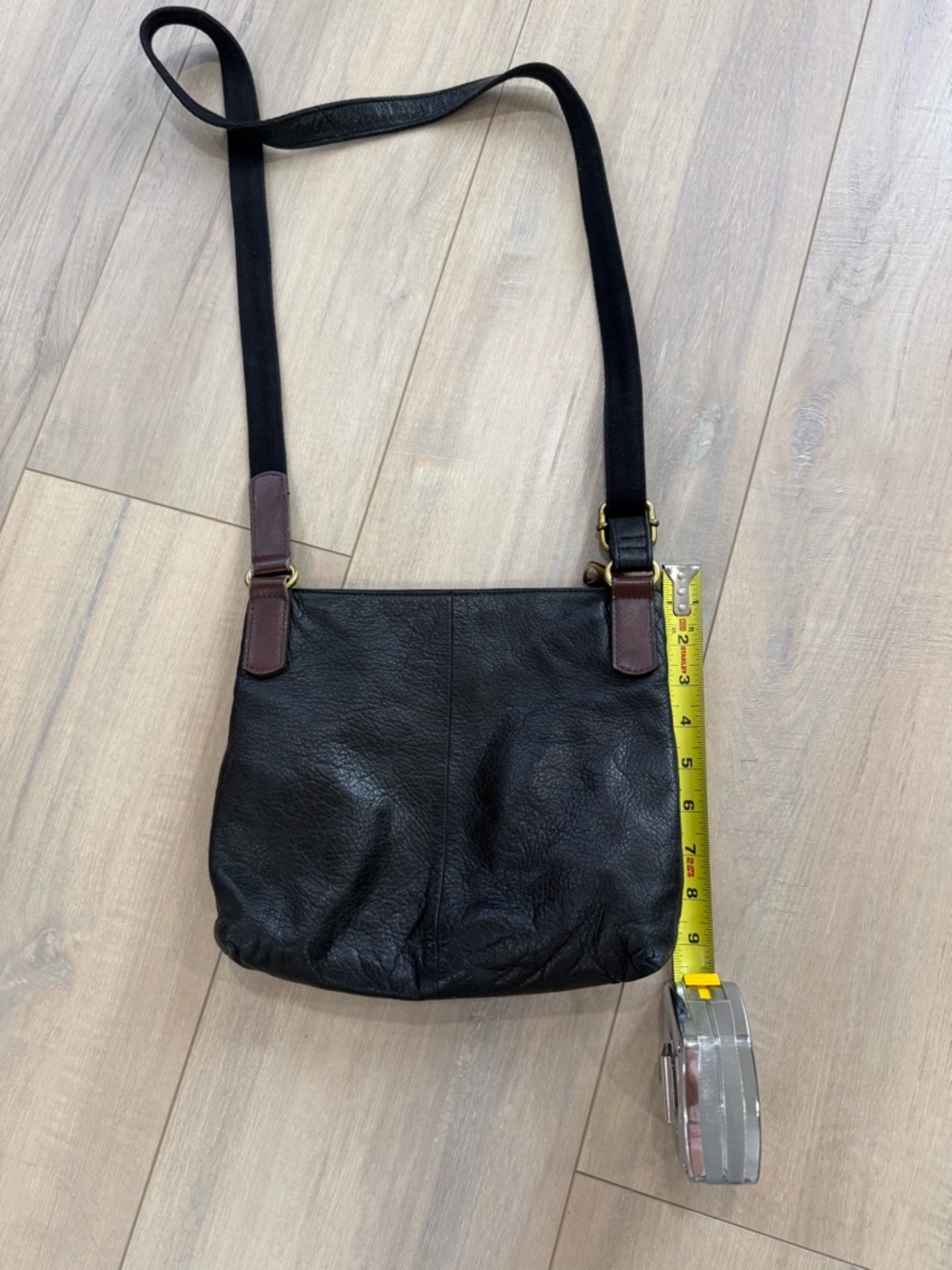 Fossil Black Leather Crossbody with Brass Accents - Picture 6 of 8